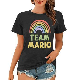 Happy Colorful Team Mario Rainbow Pride Green Yellow Women T-shirt | Mazezy
