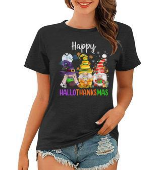 Happy Hallothanksmas Gnomes Halloween Thanksgiving V3 Women T-shirt - Thegiftio UK