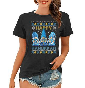 Happy Hanukkah Ugly Christmas Gnome Gnomies Menorah Gifts V2 Women T-shirt - Thegiftio UK