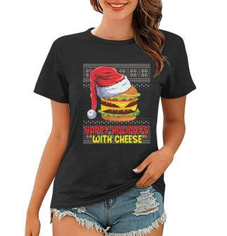 Happy Holidays With Cheese Shirt Cheeseburger Hamburger V7 Women T-shirt - Monsterry
