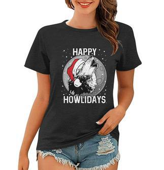 Happy Howlidays Shirt Christmas Wolf Women T-shirt - Monsterry DE