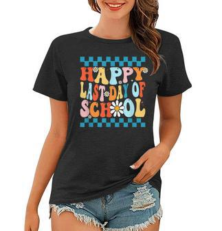 Happy Last Days Of School Teacher Kids Retro Groovy Last Day Women T-shirt | Mazezy