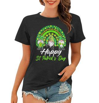 Happy St Patricks Day 2023 Shamrock Rainbow Gnomes Lucky Women T-shirt - Seseable