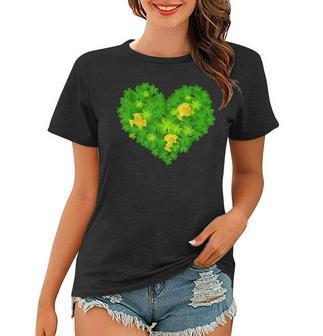 Happy St Patricks Day Heart Lucky Leopard Shamrock Irish Women T-shirt - Seseable