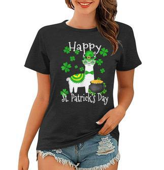 Happy St Patricks Day Llama Dad Mom Boy Girl Lucky Women T-shirt - Seseable
