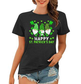Happy St Patricks Day Three Gnomes Holding Shamrock Leopard Women T-shirt - Seseable