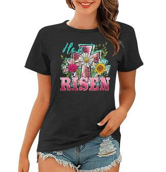 He Is Risen Leopard Happy Easter Day Christian Jesus Lover Women T-shirt | Mazezy
