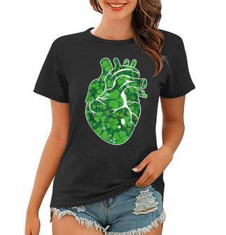 Heart Shamrock Cardiac Nurse St Patricks Day Irish Women T-shirt - Seseable