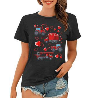 Heart Truck Excavator Forklift Valentines Day Women T-shirt - Seseable