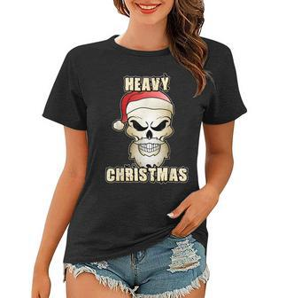 Heavy Metal Christmas Festival Rocker Biker Skull Totenkopf Frauen Tshirt - Seseable