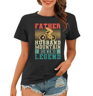 Herren Vatertag Biker Vater Ehemann Mountainbike Legende Frauen Tshirt - Seseable