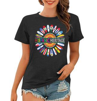 Hispanic Countries Flags Sunflower Hispanic Heritage Month Women T-shirt - Thegiftio UK