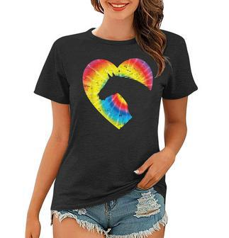 Horse Heart Silhouette For Cowgirl Equestrian Graphic Print Women T-shirt | Mazezy
