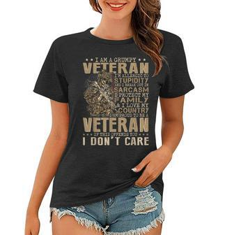 I Am A Grumpy Veteran Proud To Be Veteran Grumpy Old Man Women T-shirt - Thegiftio UK