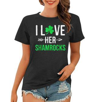 I Love Her Shamrocks St Patricks Day Couples Women T-shirt - Seseable