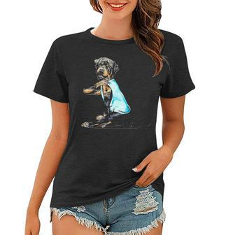 I Love Mom Funny Rottweiler Tattooed Women T-shirt - Seseable