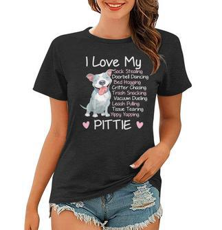I Love My Pitbull Pittie Mom Mama Dad Youth Funny Women T-shirt - Seseable