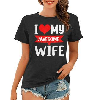 I Love My Wife Red Heart Valentines Day Matching Couple V2 Women T-shirt - Seseable