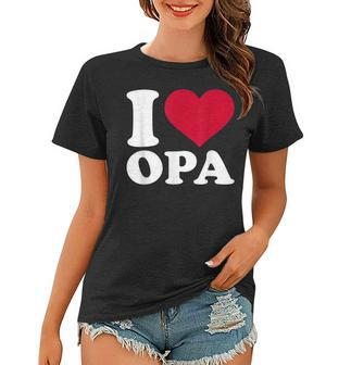 I Love Opa Herz-Motiv Frauen Tshirt in Schwarz, Geschenkidee für Großväter - Seseable