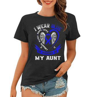 I Wear Blue In Memory Of My Aunt Colon Cancer Awareness Women T-shirt - Seseable