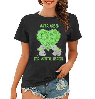 I Wear Green For Mental Health Awareness Elephant Sunflower Women T-shirt - Thegiftio UK