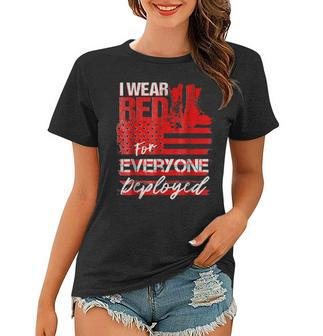 I Wear Red For Everyone Deployed Military Support Women T-shirt | Mazezy CA