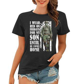 I Wear Red On Fridays For My Son Us Military Women T-shirt | Mazezy