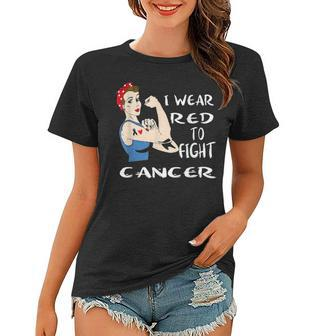 I Wear Red To Fight Cancer Awareness Lymphoma Mom Day Gift Women T-shirt - Seseable