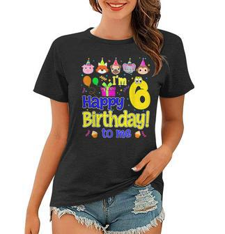 Im 6 Happy Birthday To Me Animal Cup Cake Birthday Party Women T-shirt - Thegiftio UK