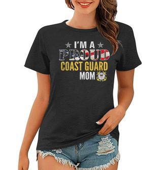 Im A Proud Coast Guard Mom American Flag Military Veteran Women T-shirt - Seseable
