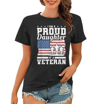 Im A Proud Daughter Of A Veteran American Flag Veterans Day Women T-shirt - Seseable