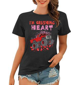 Im Ready To Crush Heart Valentine Monster Truck Heart Love Women T-shirt - Seseable