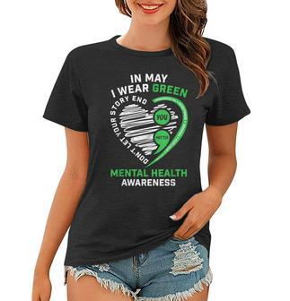 In May We Wear Green Semicolon Mental Health Awareness Month Women T-shirt | Mazezy CA
