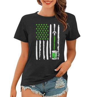 Irish American Flag Draft Beer Shamrock St Patricks Day Women T-shirt - Seseable