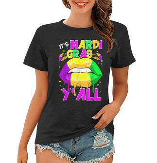 Its Mardi Gras Yall Mardi Gras Dripping Lips Colorful Women T-shirt - Seseable
