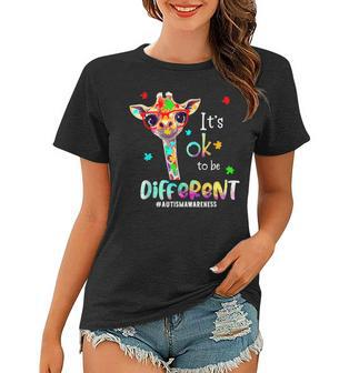 Its Ok To Be Different Autism Awareness Cute Giraffe Animal Women T-shirt | Mazezy