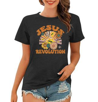 Jesus Revolution Funny Christian Retro Groovy Boho Women T-shirt | Mazezy