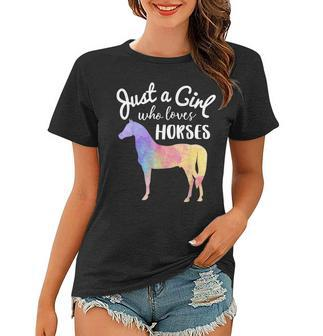 Just A Girl Who Loves Horses Horse Racing Riding Gift Women T-shirt | Mazezy