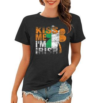 Kiss Me Im Irish Flag Saint Patrick Day Shamrock Gifts Women T-shirt - Seseable