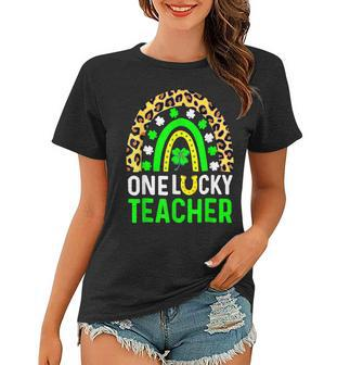 Leopard Shamrock One Lucky Teacher St Patricks Day 2023 Women T-shirt - Seseable