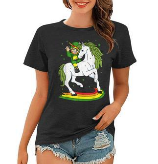 Leprechaun Riding A Magical St Patricks Day Unicorn Women T-shirt - Seseable