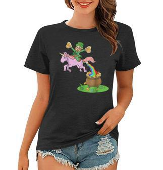 Leprechaun Riding A Unicorn - Funny St Patricks Day Shirts Women T-shirt | Mazezy