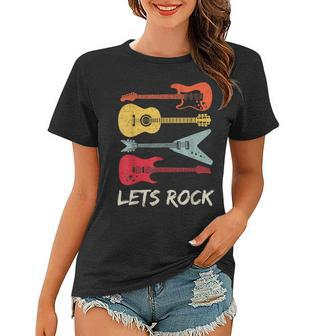 Lets Rock N Roll Guitar Retro Gift Men Women Women T-shirt | Mazezy