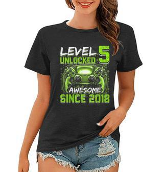 Level 5 Unlocked Awesome Since 2018 5Th Birthday Gaming V3 Women T-shirt - Seseable