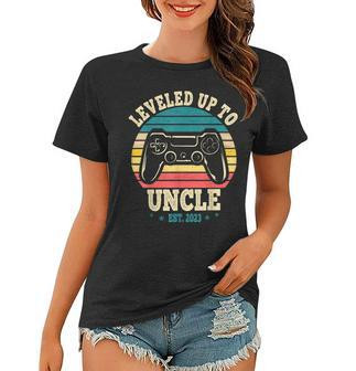 Leveled Up To Uncle 2023 Promoted To Uncle Level Unlocked Women T-shirt | Mazezy