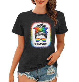 Lgbtq Love Wins Messy Bun Women Gay Pride Lgbt Ally Pride Women T-shirt - Thegiftio UK