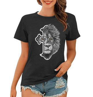 Lion Of Judah Lion Cross Jesus Christian Women T-shirt - Seseable