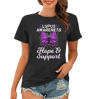 Lupus Awareness Shirt Butterfly Ribbon World Lupus Day Gift Women T-shirt | Mazezy