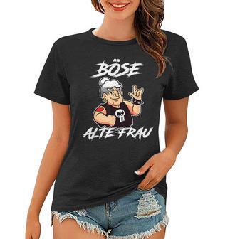 Lustiges Schwarz Frauen Tshirt Böse Alte Frau Cartoon für Damen - Seseable