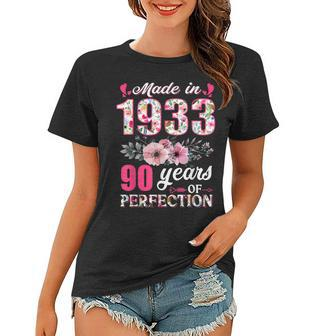 Made In 1933 Floral 90 Year Old 90Th Birthday Gifts Women Women T-shirt | Mazezy
